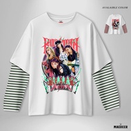 MACDEER Oversized Long Sleeve White Double Layer White Tshirt Aespa Kpop C5