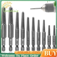 Screw Extractor Set,10 Pcs Screw Extractor,1/4inch Hex Shank Broken Screw Extractor,Screw Remover & 