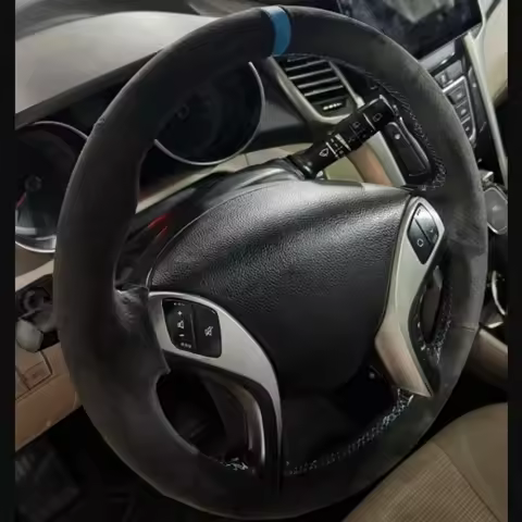 DIY Black Suede 2012-2017 Elantra GT 2013-2017 Elantra Coupe 2013-2014 Accessories Car Steering Whee