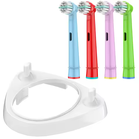 4 pk Replacement Brush Heads with Toothbrush Head Holder Stand Compatible with Oral B Electric Tooth