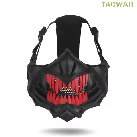 Airsoft Half Face Mask with Metal Mesh, Protective Breathable Tusk Mask Bat Mask for Tactical Shooti
