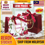 🇲🇾 🏆 Ribbon Tote Paper Door Wedding Majlis Kahwin Door Gift Bag Candy Box Handle Goodies Party Color Kraft Packaging Beg