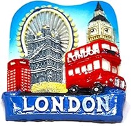 3D Fridge Magnet with London Telephone Box 8cm x 6cm Mailbox Red Retro UK Style Phone Classic Two Ti