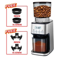 LaHome Burr Mill Coffee Bean Grinder เครื่องบดเมล็ดกาแฟทรงกรวย 51 การตั้งค่าการบดที่แม่นยำ ตัวตั้งเวลา การเลือกถ้วยไฟฟ้าอัตโนมัติเต็มรูปแบบ แผง LCD ดิจิตอลป้องกันไฟฟ้าสถิตย์ การทำงานด้วยสัมผัสเดียวสำหรับเอสเปรสโซ่/ดริป/เทโอเวอร์/เบียร์เย็น/เฟรนช์เพรสพอดี