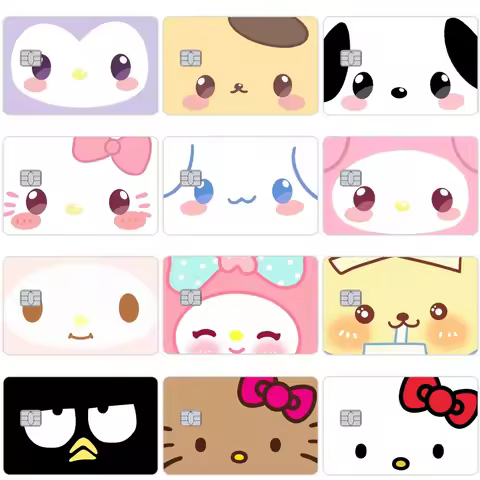 Kawaii Anime Hello Kitty Kuromi My Melody Credit Card Skin Stickers Diy Cartoon PVC Sticker Credit D