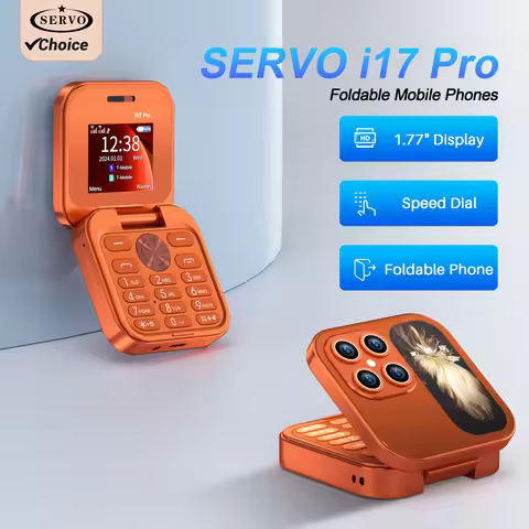 SERVO i17 PRO Mini Foldable Mobile Phones 1.77" Display 2G GSM Speed Dial Cell phone Dual SIM Blackl