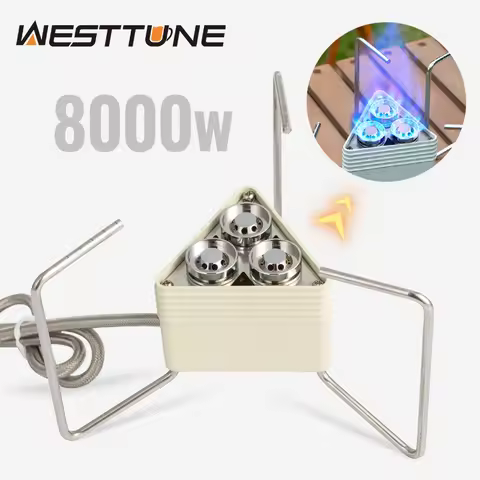 WESTTUNE 3 Core Strong Power Camping Stove Portable Folding Backpacking Triple Burner 8000W Gas Stov