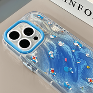Ombre Blue Doraemon Cartoon Design iPhone 17 Case