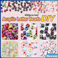 Bionam 100pcs 4x7mm Acrylic Letter Beads Bead Flat Loose Spacer Alphabet Round Beads for Bracelet