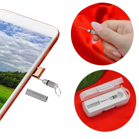 SIM Card Removal Needle Pin & Anti-lost Tray Charm Keychain Split Rings-Phone SIM Card Storage-Case 