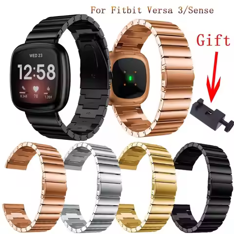 For Fitbit Versa 3 4Watchband Stainless Steel Strap for Versa3/Fitbit Sense Bracelet Band Smart Watc