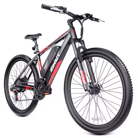 QNUT Adults Electric Bicycle,26" Electric Mountain Bike with 36V 10.4AH Battery Peak 1000W Motor,21 