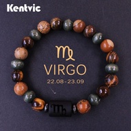 Kentvic Virgo Zodiac Bracelet Natural Stone, Gold Charm August September Birthday Gif