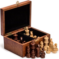 Staunton Tournament No. 4 Chessmen with 2 Extra Queens and Wooden Box, 3-inch Kings