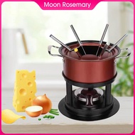 Moon Rosemary Fondue Pot Set Cheese Fondue Pot Multifunction Cast Iron Fondue Pot Fondue Maker Pot for Meat Household Kitchen Wedding Party