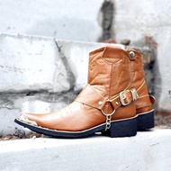 Original Leather Touring Bikers Boots Cowboy Shoes