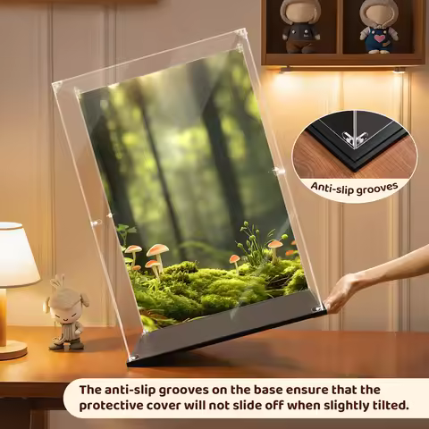 Eary Transparent Display Case for Zimomo with Background Board Acrylic Display Box For Labubu Dolls 