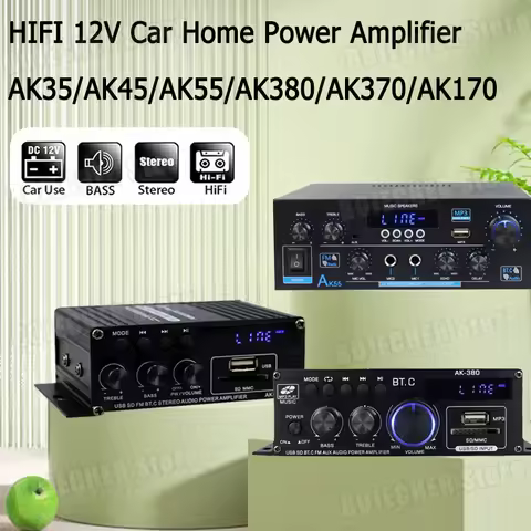 AK35/AK45/AK55/AK380/AK370/AK170 High Power Amplifier HIFI Stereo Audio Amplifiers 12V Car Home Soun
