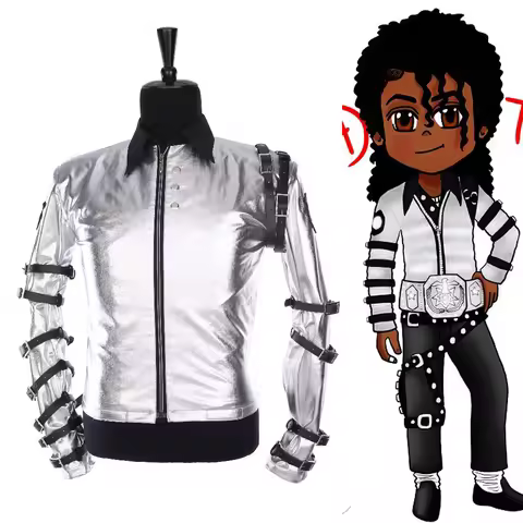Impersonator Michael Jackson Costumes Jacket BAD tour Silver Bodysuit Jacket Outerwear for Collectio