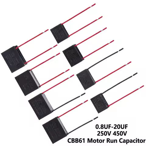 CBB61 Motor Run Capacitor 1.5–20uF 0.8UF 1.2UF 3.5UF 250V 450V AC Polypropylene Film for Fan Motor R