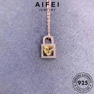 AIFEI JEWELRY Sterling For Original Perak Accessories Creative Silver Korean Lock Rantai 純銀項鏈 Peremp