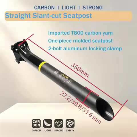 Full Carbon Straight Slant‑cut Seatpost 27.2/30.8/31.6mm MTB Road Bike 350mm Bicycle Replacement Par