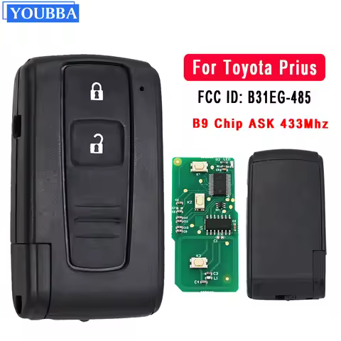 YOUBBA 2 Buttons ASK 433MHz Remote Key FCC ID :B31EG-485 TOY43 Suit for Toyota Prius B9 4D Chip 2004