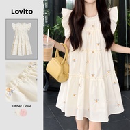 Lovito x Gladish Casual Ditsy Floral Tiered Layer Draped Dress for Women L177AD880