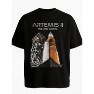 Artemis Ii Space Drop Shoulder T-Shirt, Relaxed Space Graphic, Modern Street Tops