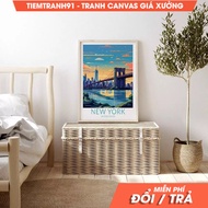 Wall painting, New York Brooklyn Travel Poster, New York Manhattan Wall Art, New York Travel Wall Ar