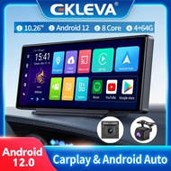 EKLEVAกล้องติดรถยนต์แอนดรอยด์8.1 4G Wifi GPS ADAS,กล้องวีดีโอDVRหน้าจอสัมผัสขนาด10นิ้วอุปกรณ์บันทึกกระจกมองหลังและด้านหน้า1080P 4+64GB Android 12
