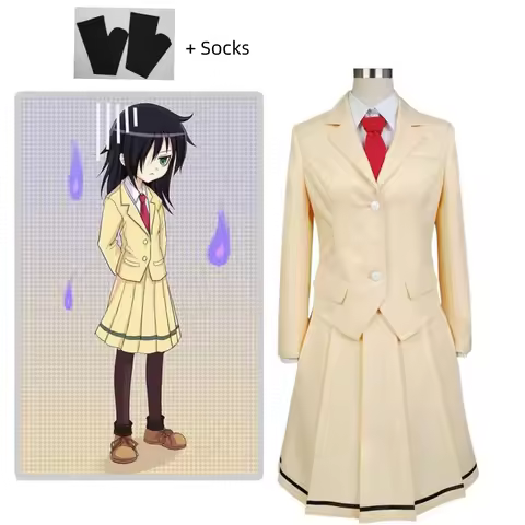 Kuroki Tomoko Cosplay Costume Anime WataMote Tomoko Kuroki Girls Lovely Yellow Jk Skirt Uniform Outf