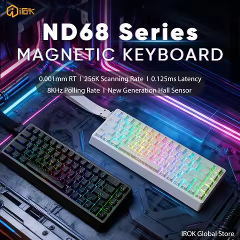 IROK ND68 Pro ND68 Wired Gaming Magnetic Mechanical Keyboard 68 Keys Rapid Trigger 0.001mm 8KHz 0.08