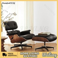 WEILIANG Eames Lounge Chair Lazy Sofa Leather Reclining Leisure Chair