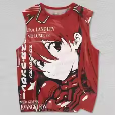 2026 New Asuka Langley Soryu Neon Genesis Evangelion Anime Tank Top Men Women Red Manga Print Sleeve