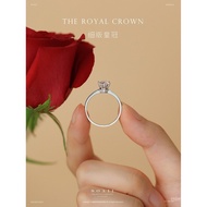 Little Crown III (Slim) Klasik 6-Cabang Cincin Emas/Platinum Berlian 18K Sijil GIA Cincin Perkahwina