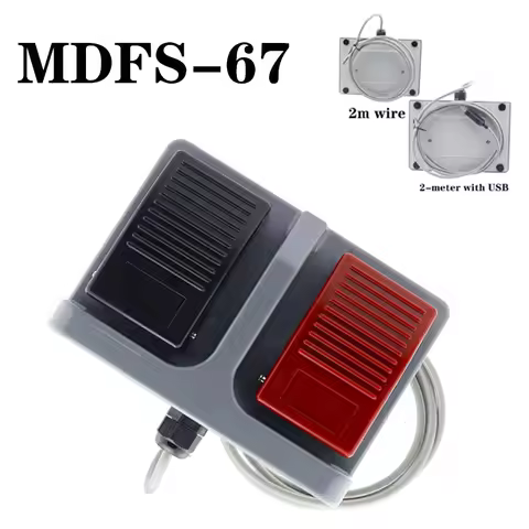 1PCS Large Size Foot Switch MDFS-67 Dual Foot Switch 2-Meter Long with USB Interface, With 10A/220V 