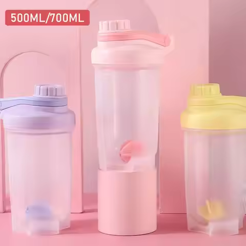 500ml/700ml Portable Water Bottle For Drink Plastic Leak Proof Sports Bottles Protein Shaker Water B