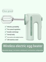 新款無線電動雙頭雙棒usb電動雞蛋攪拌器,小型電動打蛋器,蛋糕/烘焙手持充電高功率快速混合廚房搅拌機