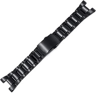 GANYUU Replacement Watch band for Casio G-SHOCK GST-W300 W400 GST-B100 GSHOCK Stainless Steel 3Beads Wrist Bracelet Belt (Color : Black, Size : With Logo)