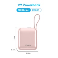 [เครื่องหมาย CCC]VINKO Pocket V9 Power Bank 10000 mAh แบตสำรอง 22.5W ชาร์จไว ชาร์จเร็ว สาย USB-C และ