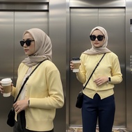 Belva cardigan yellow butter|Modern Cardigan made of premium baby yellow knitted material