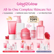 [New Combo]Glad2Glow 5PCS Skincare Set-PDRN Moisturizer,Sunscreen,Cleanser,PDRN Serum,Toner Brighten