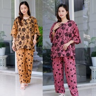 [Batik JF Grosir] Setelan Tidur CP Motif Tangkai Jumbo Tangan 3/4 Rempel Busui Zipper Ld: 120 Baju C