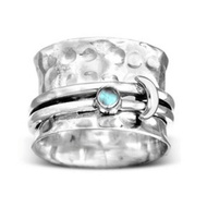 Anxiety Ring Graduation Gift Lucky Jewelry European American Simple Moon Zircon Rotatable Ring Decom