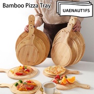 UAENAUT1FS 1Pcs Bamboo Pizza Tray, Cake Bakeware Platter Wooden Pizza Board,  Round with Handle Ston