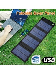1 件可折疊 10w 便攜式太陽能板充電器,單 Usb 輸出,防水,折疊在布袋中(18.97*7.28 英寸),適用於手機和平板電腦充電、風扇、露營(不含數據線)