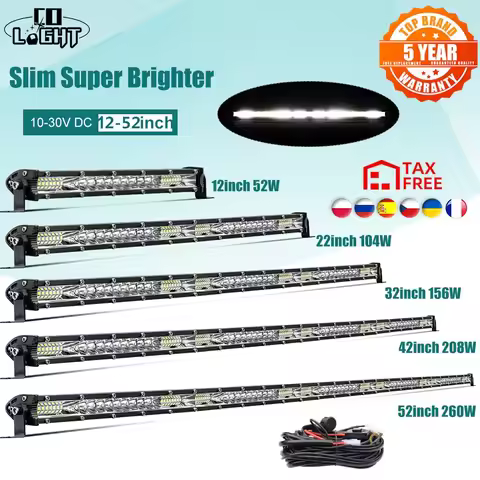 CO LIGHT Slim 12" 22" 32" 42" 52" Led Bar Light 4x4 Offroad For Trucks ATV UAZ Spot Flood Combo 12V 