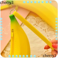 CHERRY Silicone Pen Bag, Yellow 2.36*7.87 Inch Banana Zero Wallet, Creative Banana Shape Silicone Ma