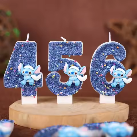 Cartoon Stitch 0-9 Digital Handmade Candle Cake Birthday Decoration Party Candle